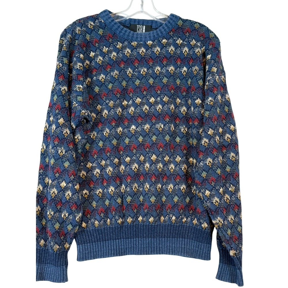 TSR Grandpa Core VTG Coogi Geometric Diamond Knit Sweater •M• Vintage Retro 90's